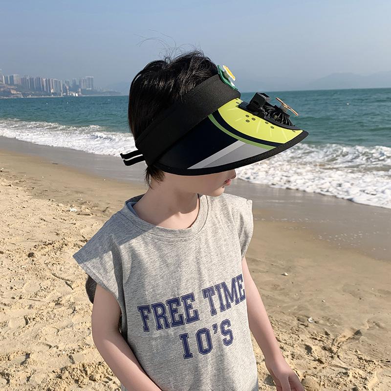 Summer Boys and Girls Baby Cool Hat Sun Hat Empty Top Electric Fan Hat Children Sun Protection Hat Boy Sun Hat