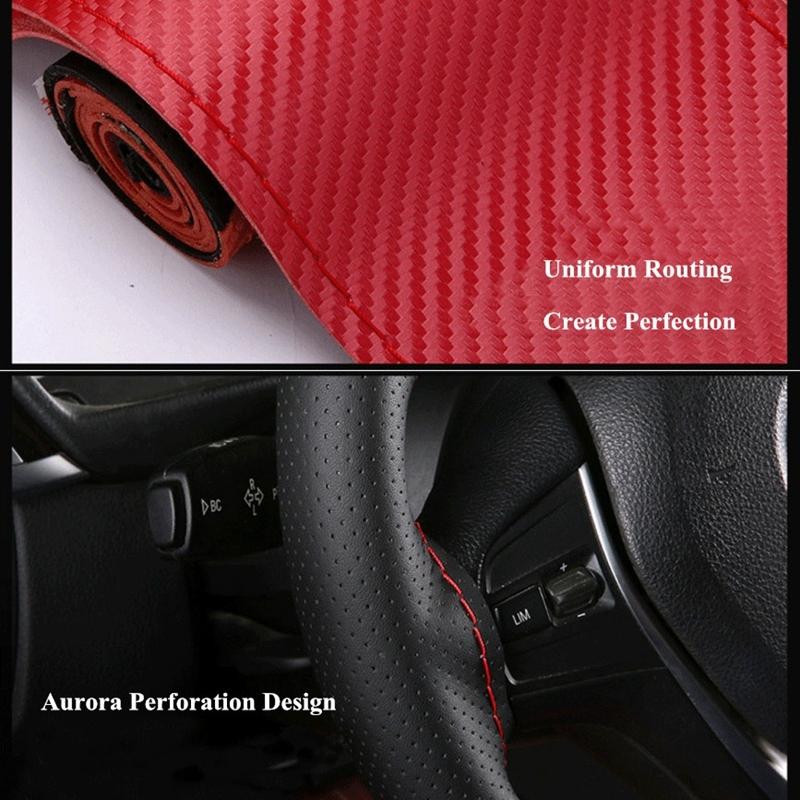 Car Steering Wheel Cover 15 inch/38 cm Soft Fiber Leather  Anti-slip Steering-Wheel Braid Stitch On Wrap With Needle Thread