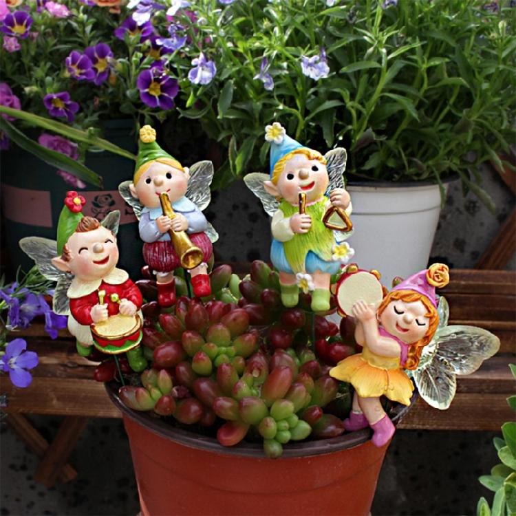 Harz Musikfee Figur Bunte Feen am Stiel Garten Miniatur Dekoration