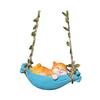 Resin Cute Swing Cat Sculpture Orange Cat On Hammock Hanging Ornament