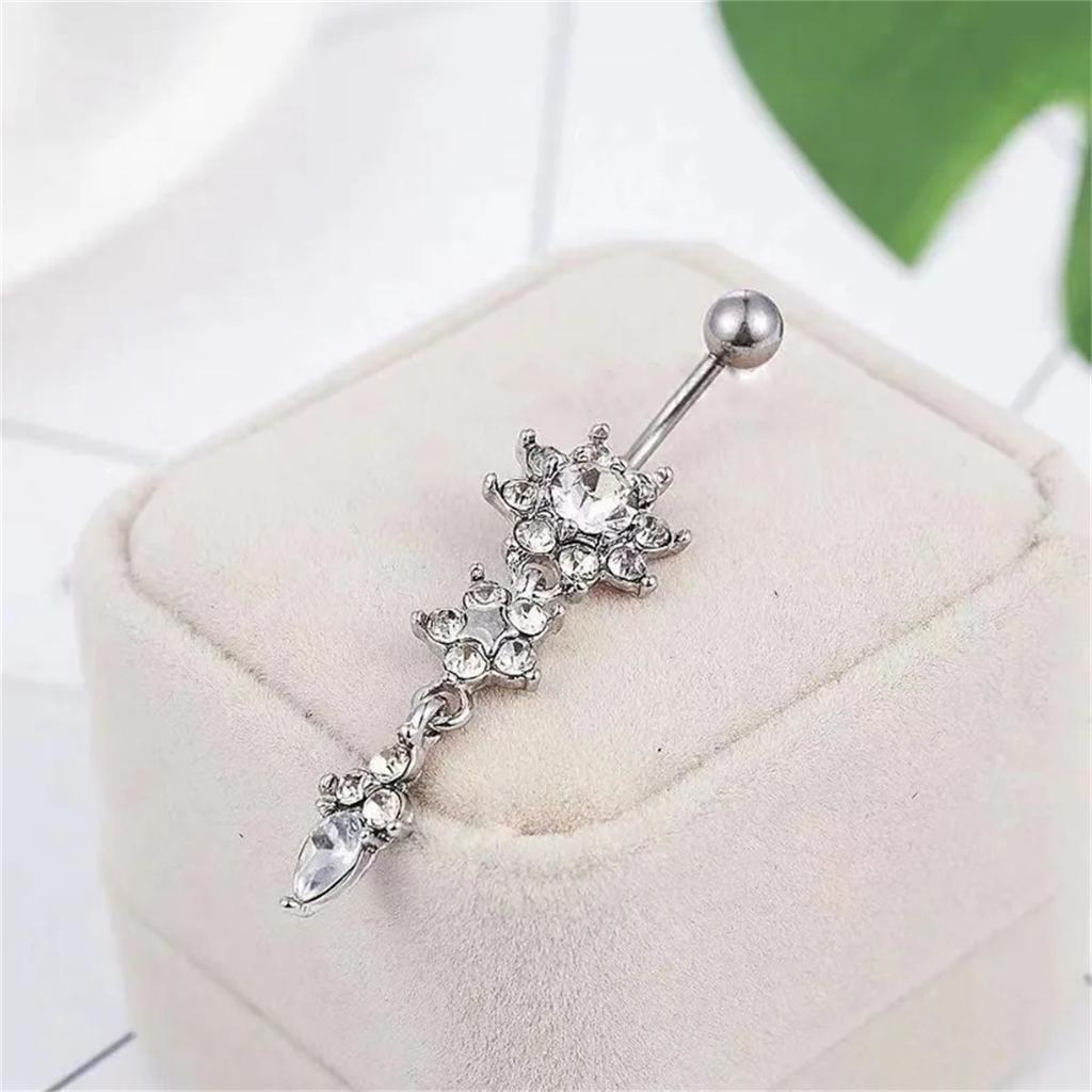 7Pcs Stainless Steel Zircon Navel Ring Set Beach Body Piercing Jewelry Gift For Women