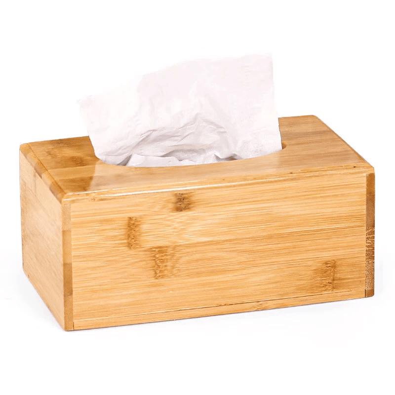 Longpin Bamboo Wood Flip-Top Tissue Box