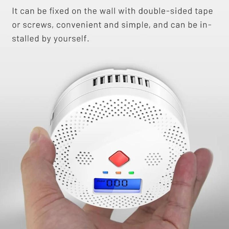 Carbon Monoxide Detector 2 In 1 Alarm With LCD Display Battery Operated Suitable For Kitchen Home Wireless Installation