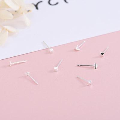 S925 Sterling Silver Geometric Star and Triangle Earrings for Men and Women