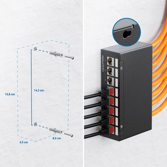 Rack - deleycon - mk5305 - 8 ports - compatible modules keystone - noir ral 9005