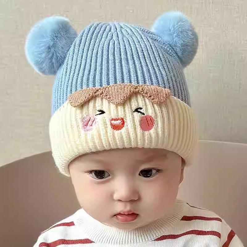 Baby Bobble Hat Cap Kids Pom Pom Beanies Caps Infant Bonnet Accessories For Baby Girls Boys 1-3Years