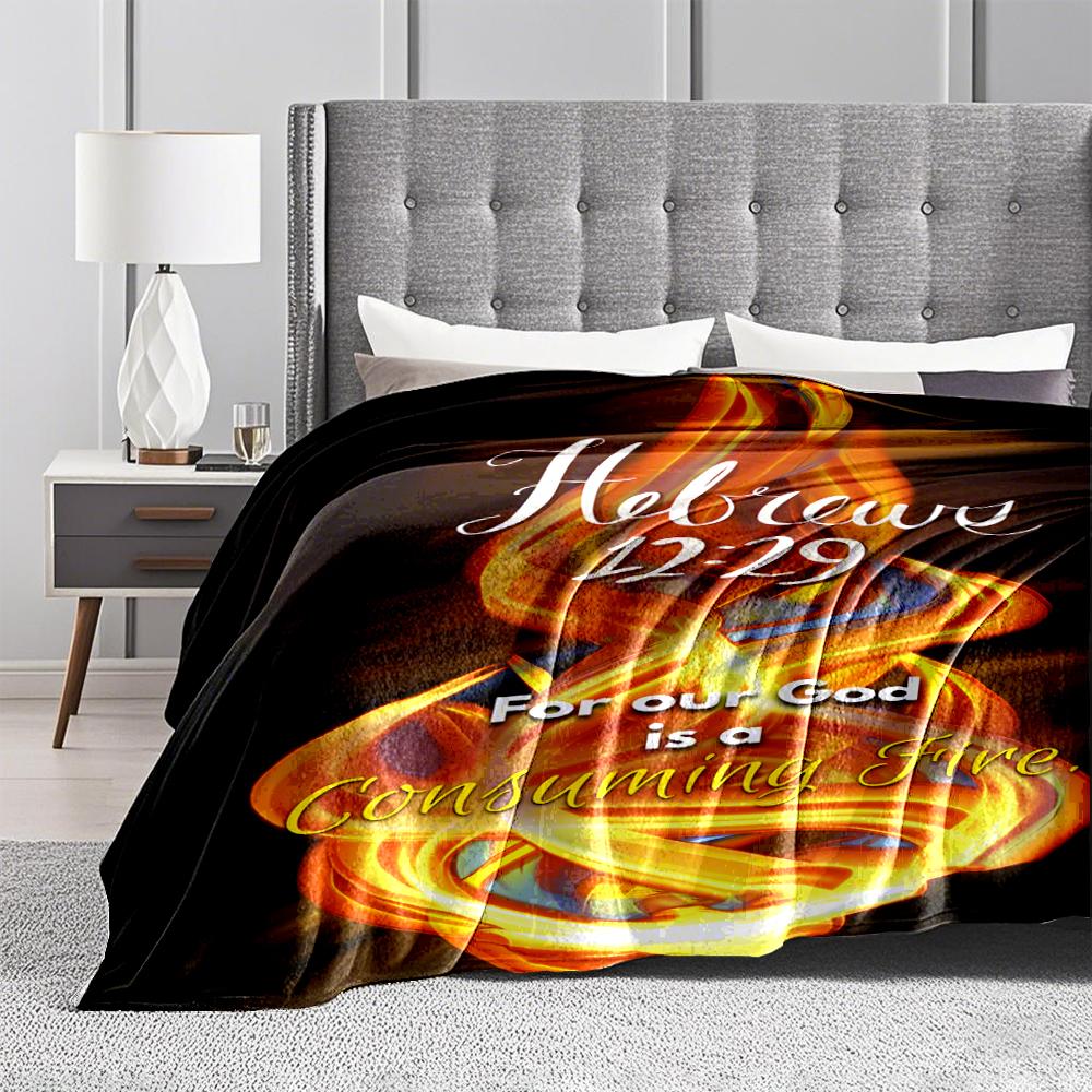 Hebrews 12:29 Fire Design Flannel blanket for bedroom, living room, sofa, and nap