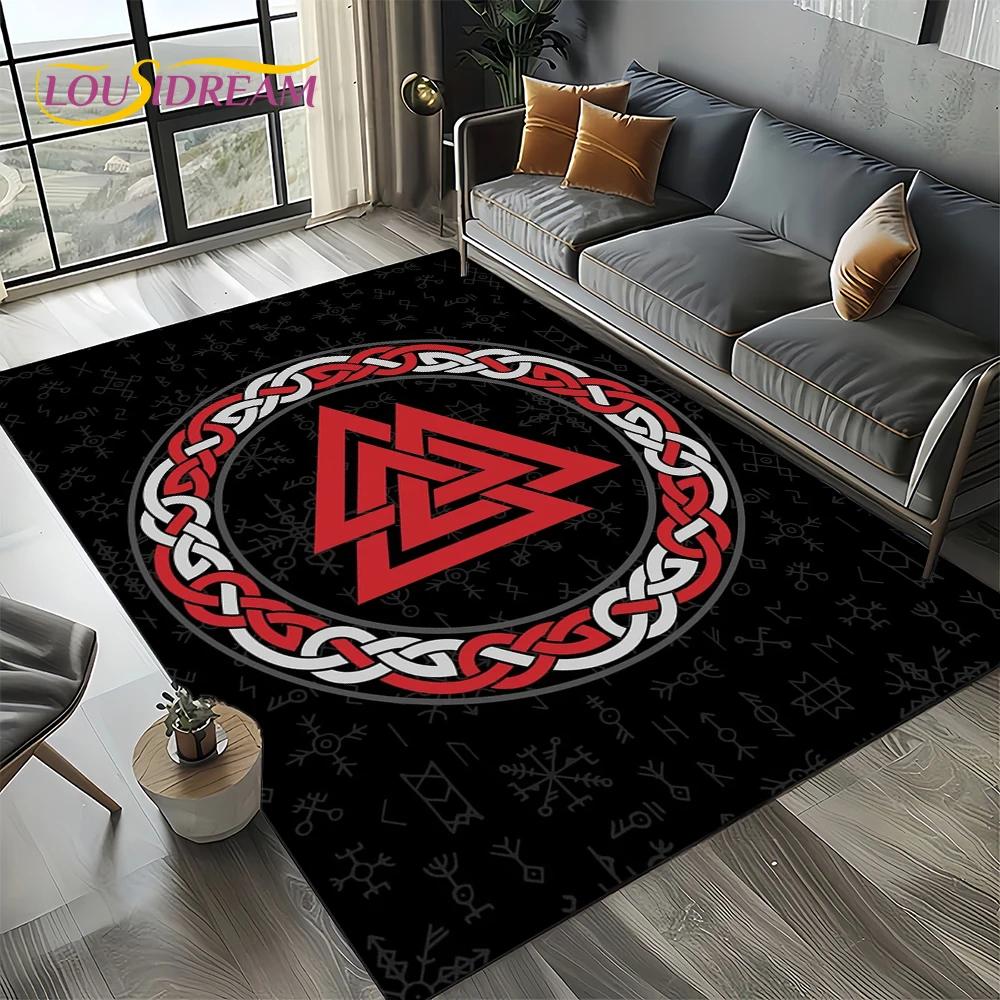 Odin Viking Symbol Valknut Nordic Valhalla Carpet Rug for Living Room Bedroom Home Sofa Decoration,Area Rug Non-slip Floor Mat