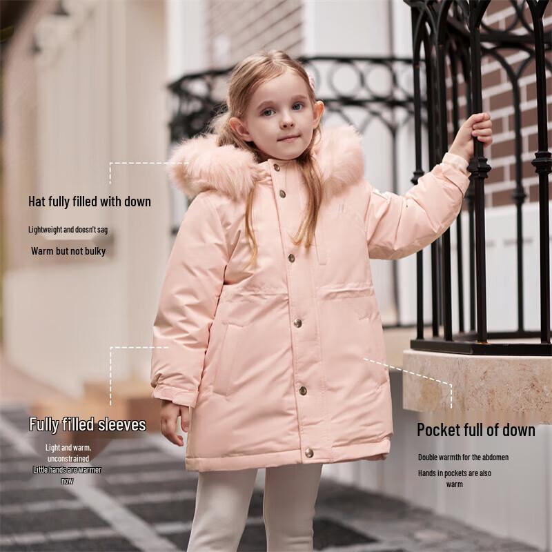 DAVE&BELLA Girls' Long Hooded Down Jacket
