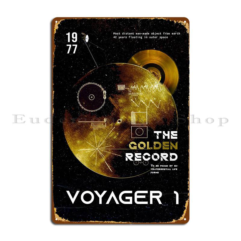 Voyager 1 Zlatá deska Průzkum vesmíru 1977 Kovový znak Designér Vytvořit Kino Kino Klasika Plechový znak Plakát