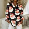 Women's Casual Long Sleeve Christmas Print Cardigan Top for Holiday