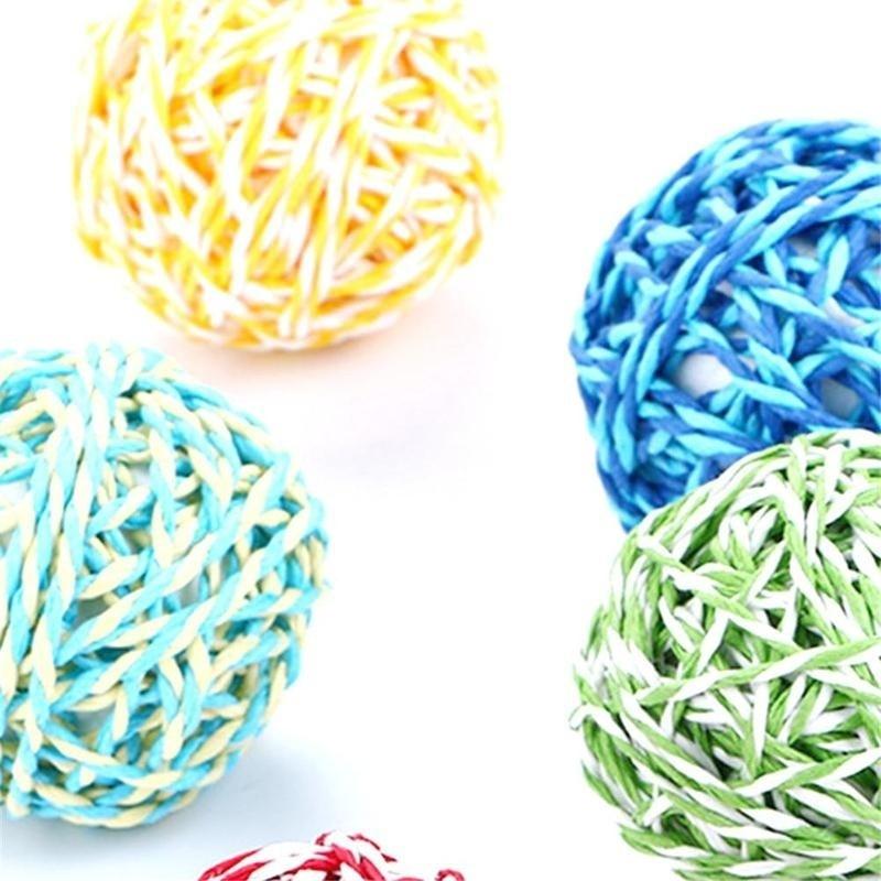 Haustier Katze Kätzchen Feder Sisal Ball Bunte Maus Kratzen Kauen Spielzeug