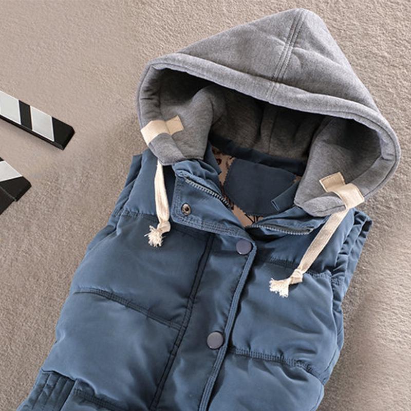 Sonbahar ve Kış Kadın Vahşi Kadın Kapşonlu Pamuklu Yelek Kısa Kalın Yelek