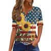 Women's T Shirt Independence Day Print Button Short Sleeve Daily Weekend Fashion Basic V- Neck Regular Top