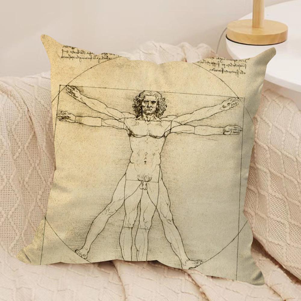Retro Sketch Cushion Cover Silky Short Plush DoubleSided Printed Pillow Case for Sofa All Seasons Home Decor Gift