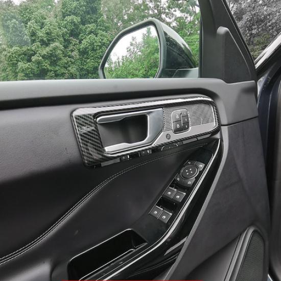Carbon Fiber Inner Door Handle Frame Cover Trim For Ford Explorer 2020-2024