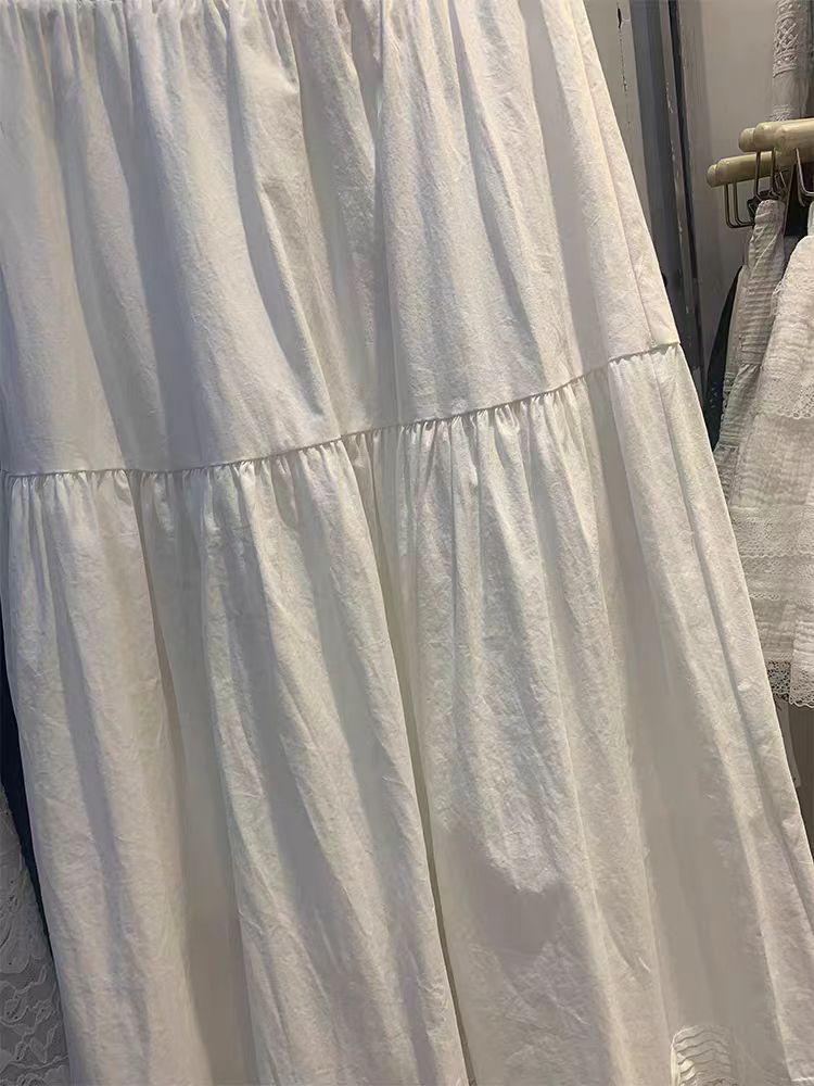Spring White Lace A-Line Midi Skirt - Trendy Patchwork, Slimming High Waist, Loose Fit