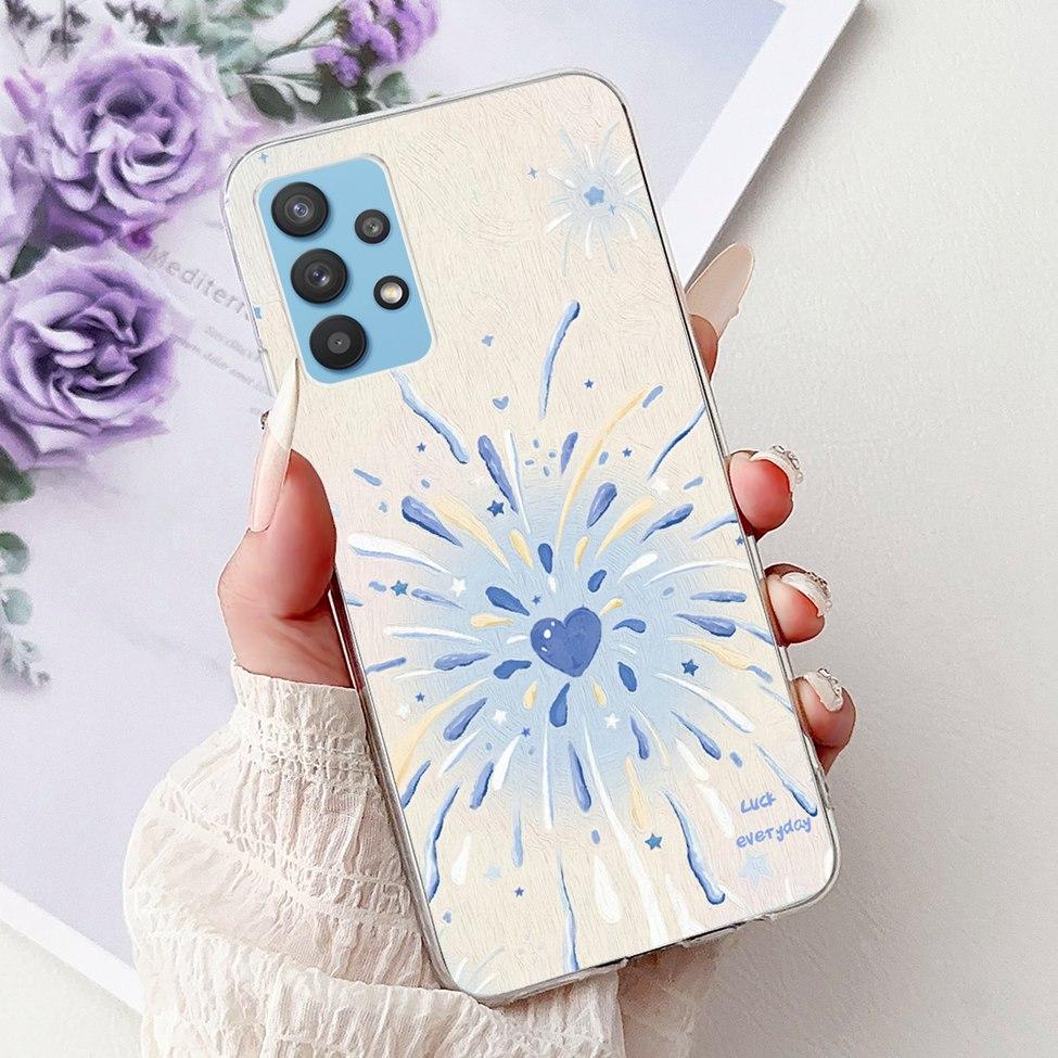 For Samsung A32 5G Case SM-A326B Clear Cute Cat Fashion Funny Painted Back Cover For Samsung Galaxy M32 5G Phone Case SM- M326B
