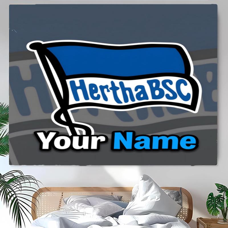 Hertha BSC Tapestry with Custom Name Wall Hanging Room Background Cloth Home Decor Beach Mat Yoga Mat Sofa Bed Sheet