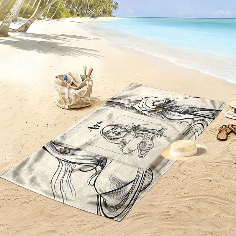 Adele Print Beach Towel, Large Soft Quick Dry Towel for Beach Camping Swimming