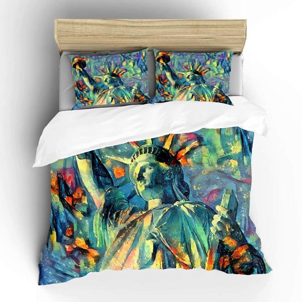 Statue Of Liberty Duvet Cover Set For Teens Adults Lightweight Down Quilt Covers Room Decor 2 Pillowcases 1 Duvet Cover No Quilt