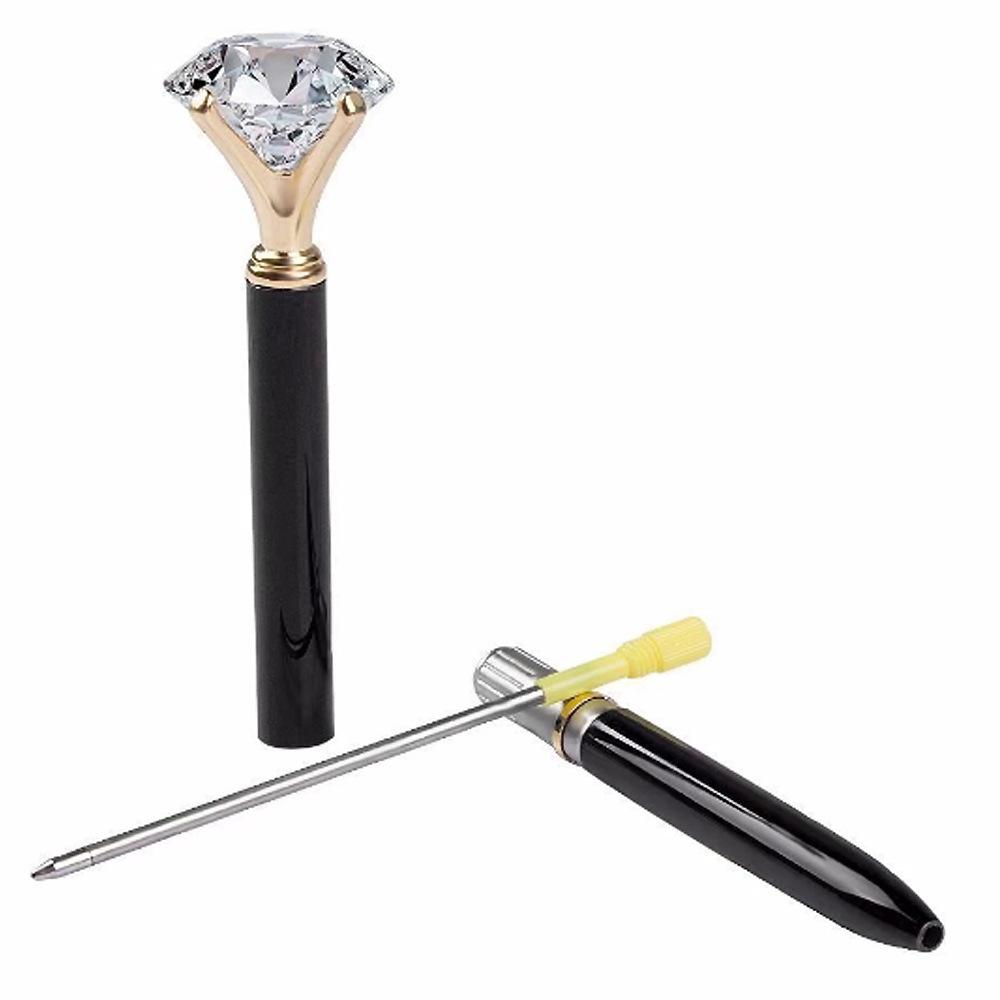 1pcs Popular Big Diamond Pen Metal Glass Fashion Water Diamond Pen Rotating Stationery Ball Pen Office Signature Pen