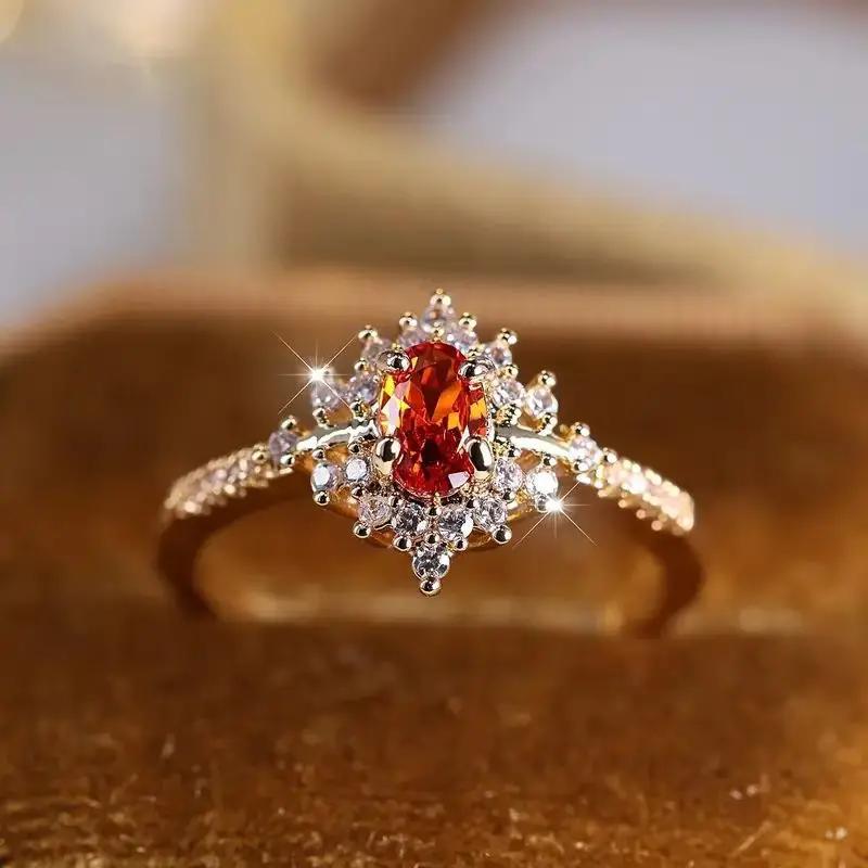 A new fashionable brick rose gold zircon sparkling women's ring