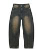 Akeusi Craft Centerline Over Balloon Fit Wide Denim Pants (Dark Blue)