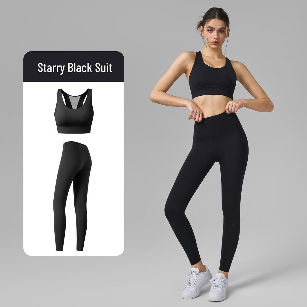 Two-Piece Women's High-Intensity Sports Bra & Yoga Set - Anti-Roll, High Elastic, Nude Feel