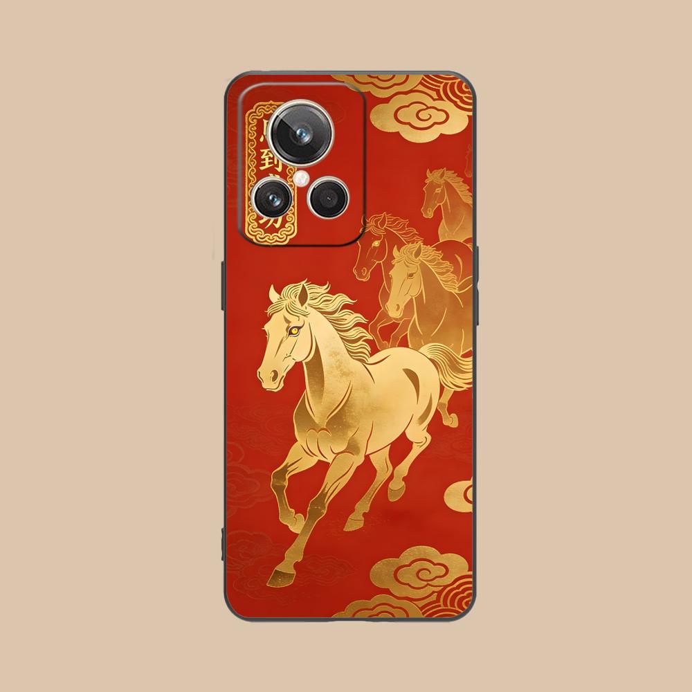 Golden Horse Year Mobile Phone Case for Realme GT 8 Neo Pro C75 73 71 C67 65 C55 53 C35 31 C20 15 Colorful Printing Cover Cover