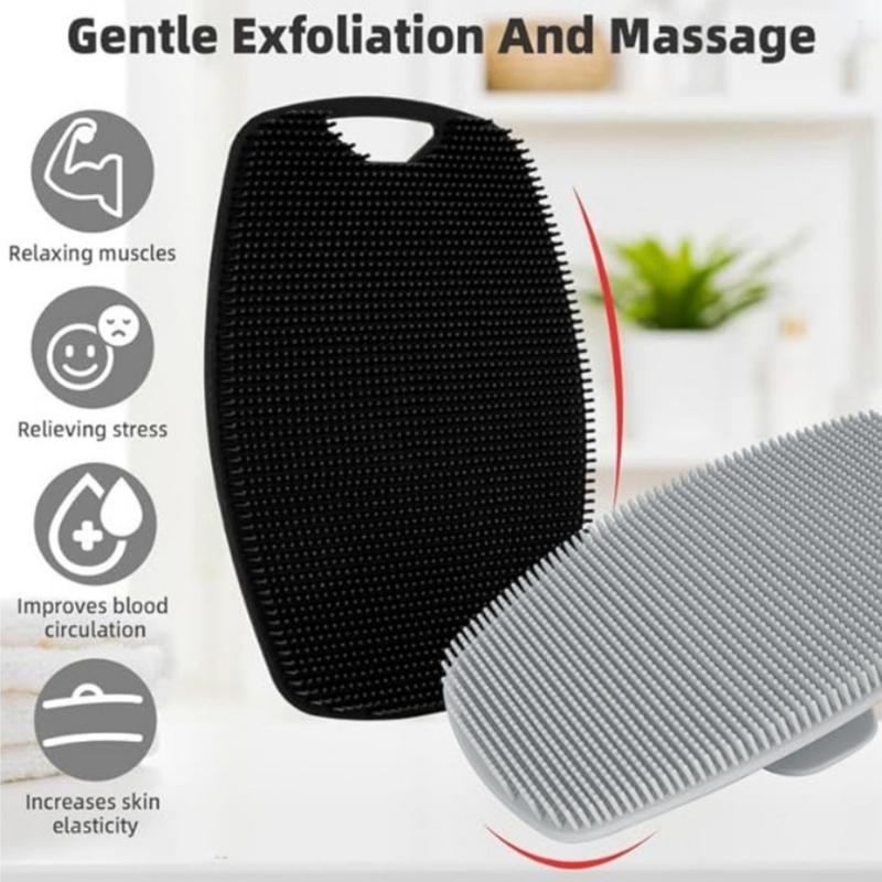 1pc Soft Silicone Exfoliating Brush Cleanser Manual Body Cleansing Scrubber Shower Gentle Massage Bath Brush for Men