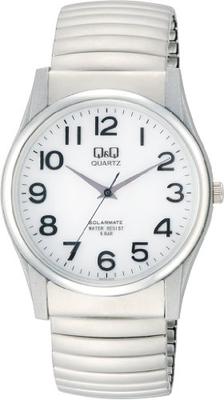 Citizen Q&Q Men's Silver Solar Watch, Water Resistant To 5 ATM, White Dial, H970-214