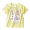 2025 Summer Girls' Comfortable T-Shirt New Short-Sleeve Stylish Little Rabbit European and American Style Top Round Neck Ruffled Edge 0-8 Years Old