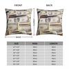 Vintage Dollars Banknotes Pillowcase Printing Fabric Cushion Cover Decorations Throw Pillow Case Cover Seat Zipper 40X40cm