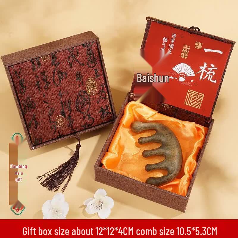 SEE KEAN Chinese Style Green Sandalwood Meridian Massage Comb
