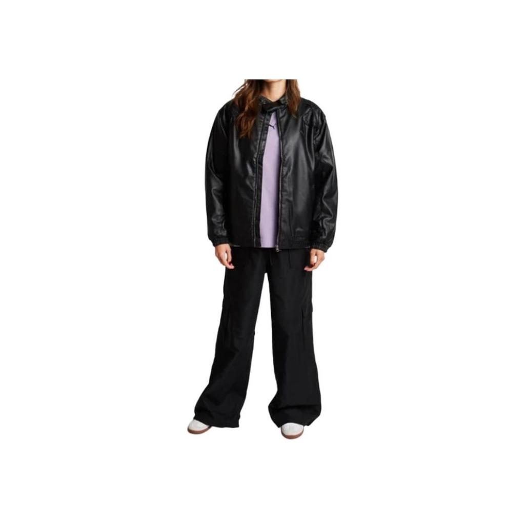 Puma Solid Color Logo Embroidered Stand Collar Zip Long Sleeve Jacket Unisex Jackets Black 630926-01
