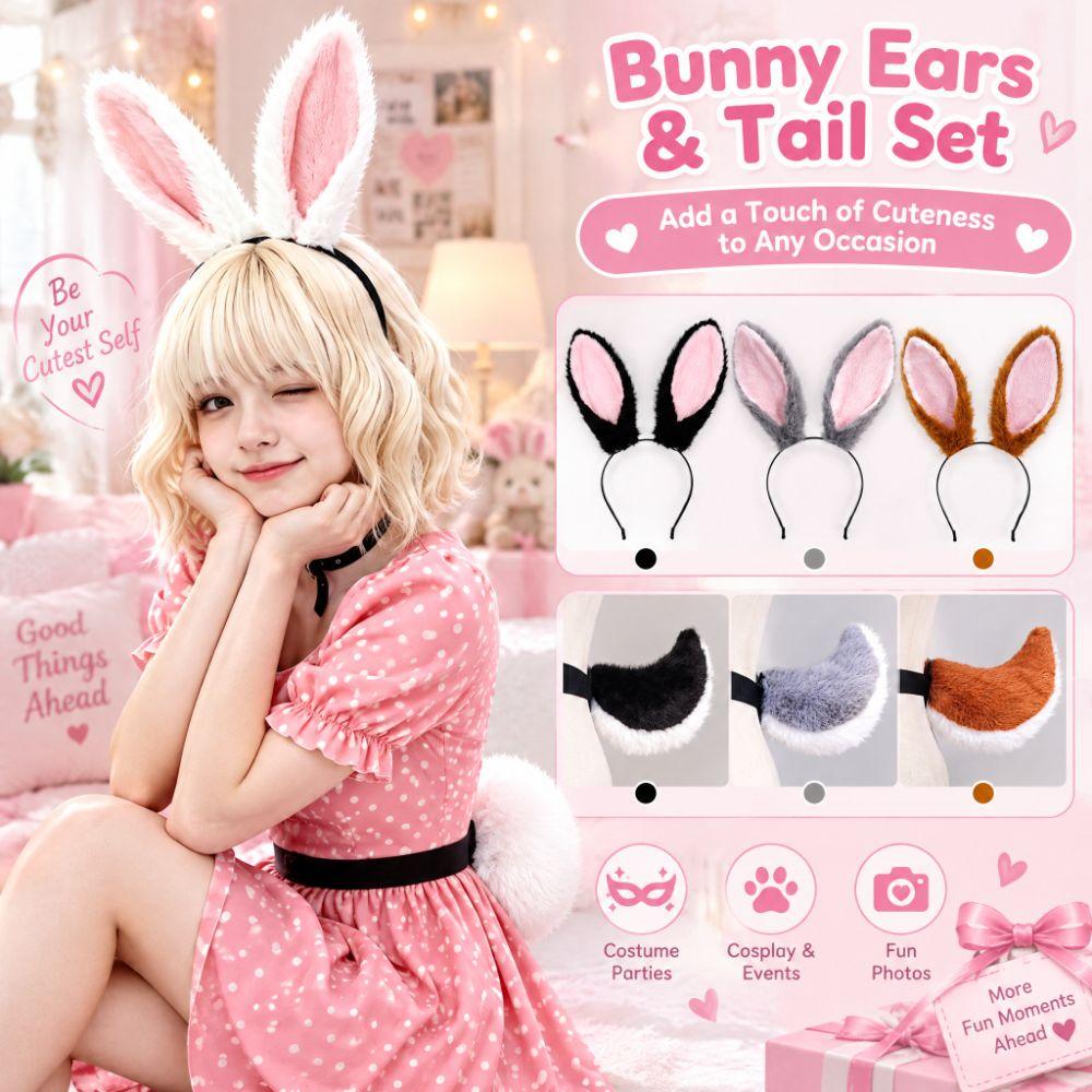 Animal Ear Long Rabbit Ears Headband Cute Decorative Headband Plush Bunny Ear Hair Hoop  Daily Wear