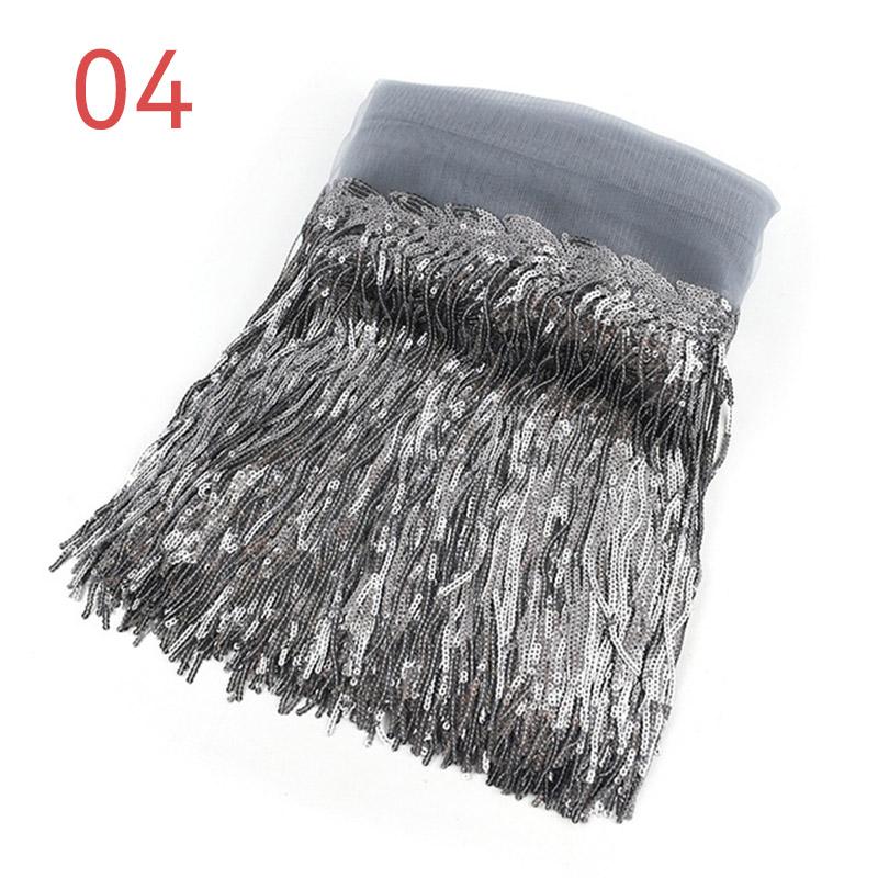 10 Yard 20cm Colorful Sequins Tassel Lace Fabric Fringe Trim Ribbon Latin Dance Performance Dresses Decor Diy Sewing Accessories