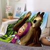 1pc Masha Bear Flowers Flannel Blanket,Ultra Soft Warm Plush Throw for Home Bedroom Bed Sofa Cover Camping Picnic gift Y72457