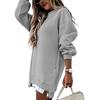 Damen Hoodie Sweatshirt Kleid, Langarm Pullover mit Reißverschluss Tunika, Lässiges Locker Geschnittenes Kapuzenkleid, Winter Übergroßes Kapuzenpullover Kleid