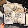 French Light Luxury Floral Small Square Scarf Simulation Silk Printing Silk Scarf Headscarf Women's Spring and Summer Scarf Temperament Scarf Scarf N