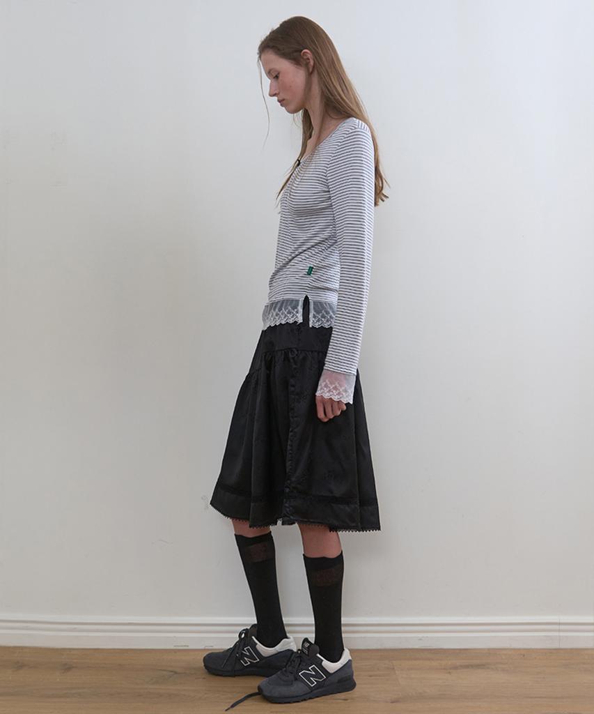 Nokeontencheu 335. Silky Midi Skirt _ Black