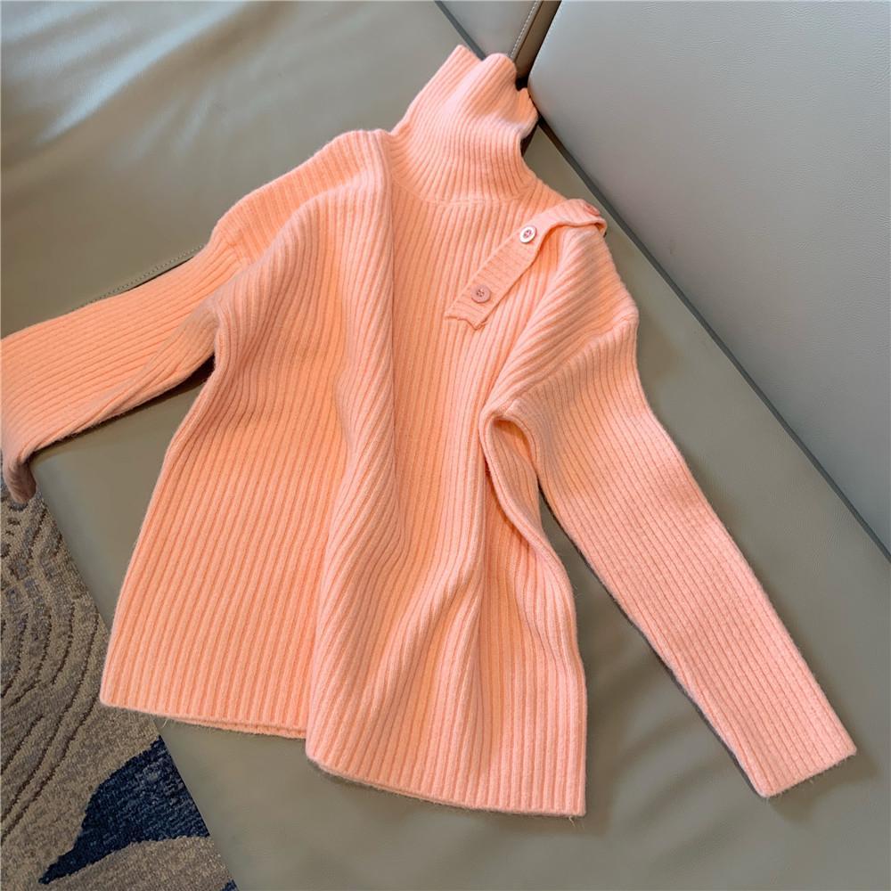 Sweater Pullover Women 2023 Autumn/Winter Candy Versatile Outwear Reduce Age  Korean Long Sleeve High Collar Sweater Female