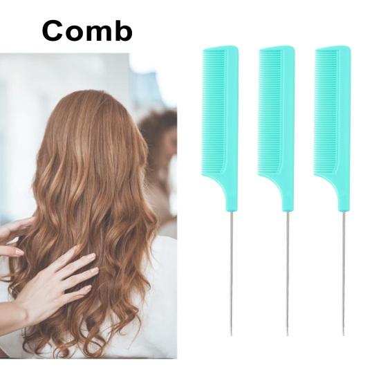 3Pcs Rat Tail Combs Bright Color Heat-Resistant Lightweight Anti-static Hairdressing Rat Tail Combs Salon Supplies