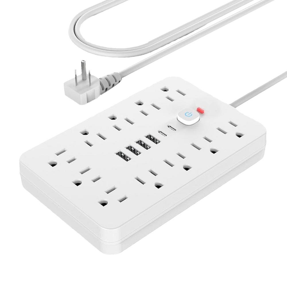 17-in-1 Plug Outlet Extender Power Strip With USB Port Switched Socket 11 Outlets 4 USB 2 Type-C Ports Multiple Security Protect