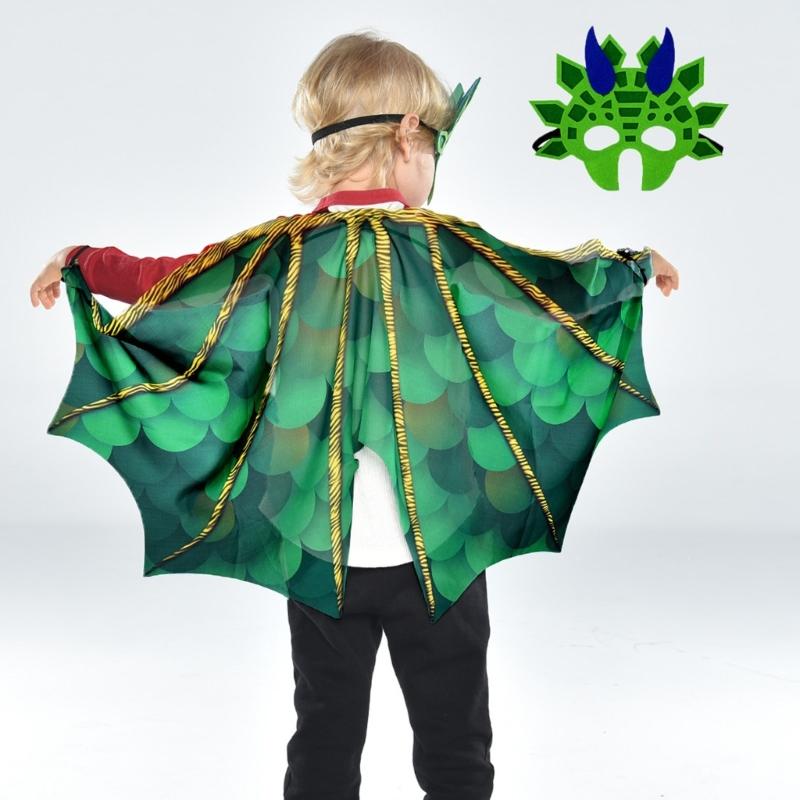 Dinosaurier-Flügelumhang mit Dinosaurier-Maske Dinosaurier-Rollenspiel-Outfit für Kinder Maskerade Geburtstag Weihnachten Halloween Cosplay