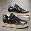 Spring Breathable Shoes Black Board Shoes Lightweight Platform Sports Shoes Casual Leather Shoes