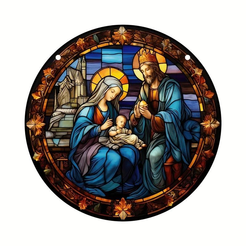 Jesus Comes Suncatcher Nativity Scene Acrylic Sun Catcher Wall Hanging Christmas Decorative Sign & Plaque Gift for Family Friend