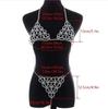 Rhinestones Body Chain Suit Heart Underwear Bikini Bra Chain Party Belly Waist Chains Jewelry Accessories for Women and Girls