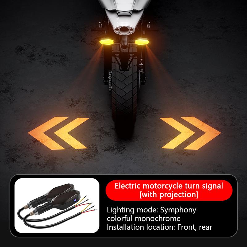 SEAMETAL 2PCS Motorcycle LED Turn Signal Lamp Projection Lamp Sequential Flowing Flash Indicator Lights Running Light